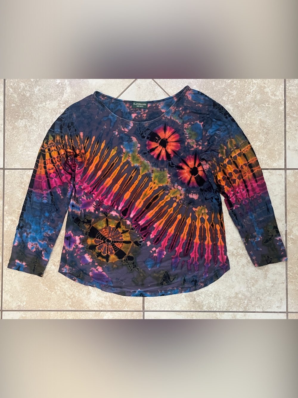 Vibrant Tie-Dye Long Sleeve Top - soft Viscose jersey Boho Festival